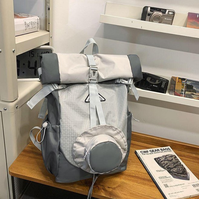 徒步雙肩包 輕便防水大容量登山包 旅行書包 運動戶外大學生揹包, 灰色雙肩