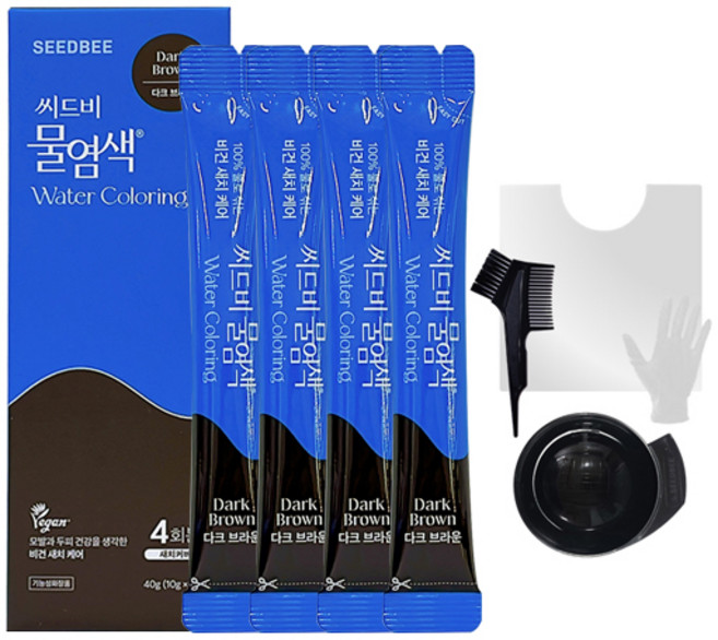 씨드비 물염색 시즌2 김혜수 프리미엄 새치 커버 다크브라운 4회분+염색도구