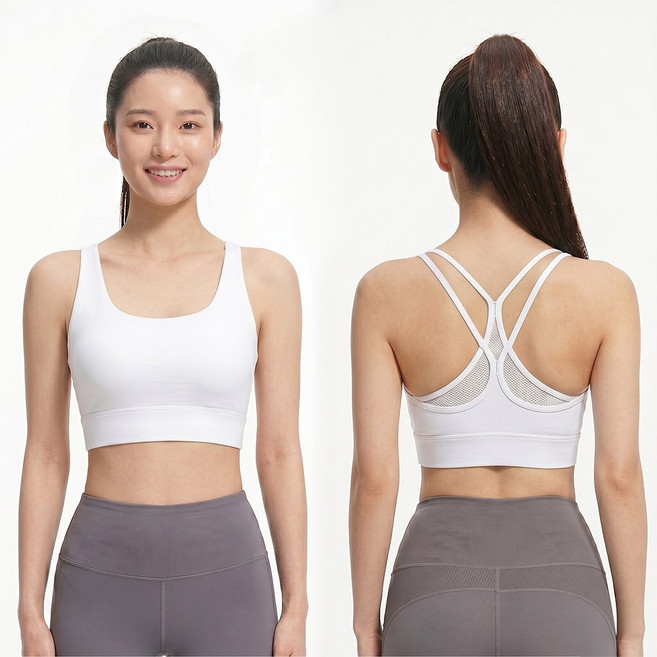 샤르시에 여성용 심리스 노와이어 요가 필라테스 스포츠 브라탑