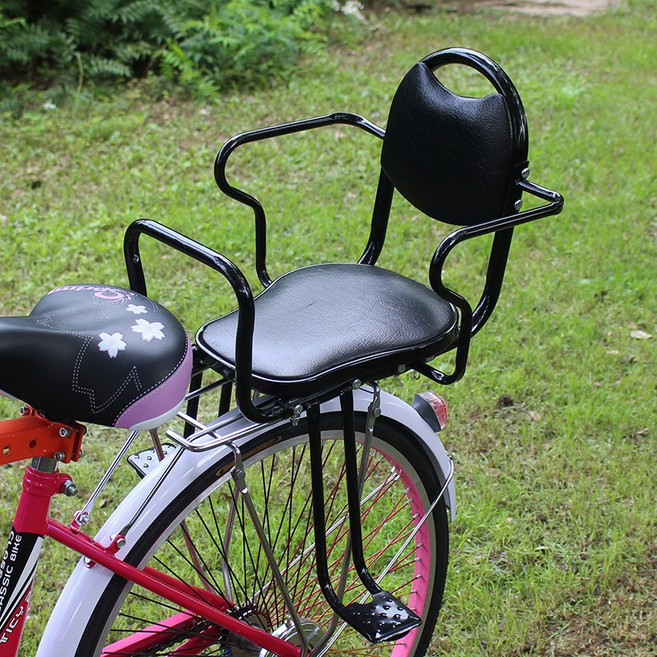 자전거뒷자리 뒷안장 보조안장 손잡이 짐받이 유아안장, 블랙 시트, 1개