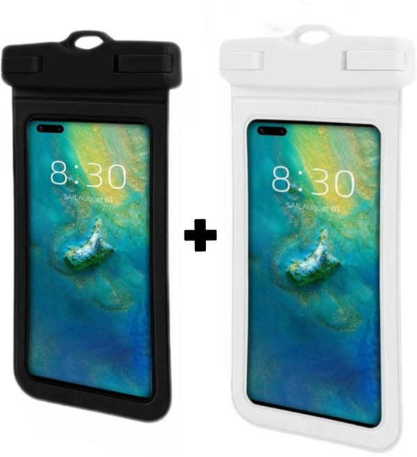 모키아 1+1 방수팩 핸드폰 방수 휴대폰 터치 케이스 넥스트랩, 1세트, 블랙+화이트