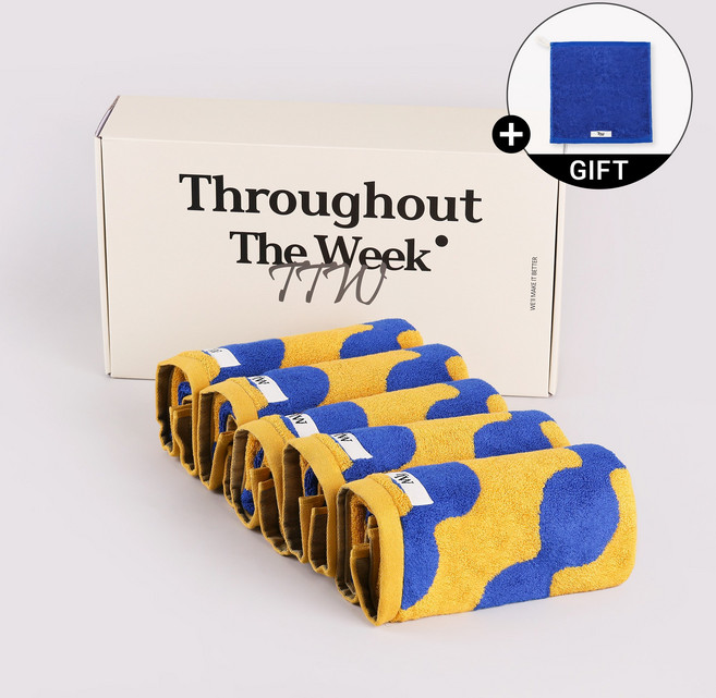 TTW 프리미엄 코발트 오브제 모달 타올 250g 30수, 5개, 코발트 비즈