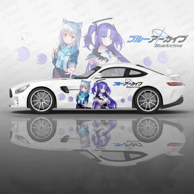 블루 아카이브 애니메이션 자동차 바디 스티커 이타샤 비닐 사이드 데칼 장식 보호 필름, 08 08_01 for Both Side, 1개