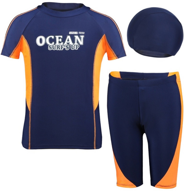 남아 주니어 실내 수영복 초등학생 래쉬가드세트 (수모세트)