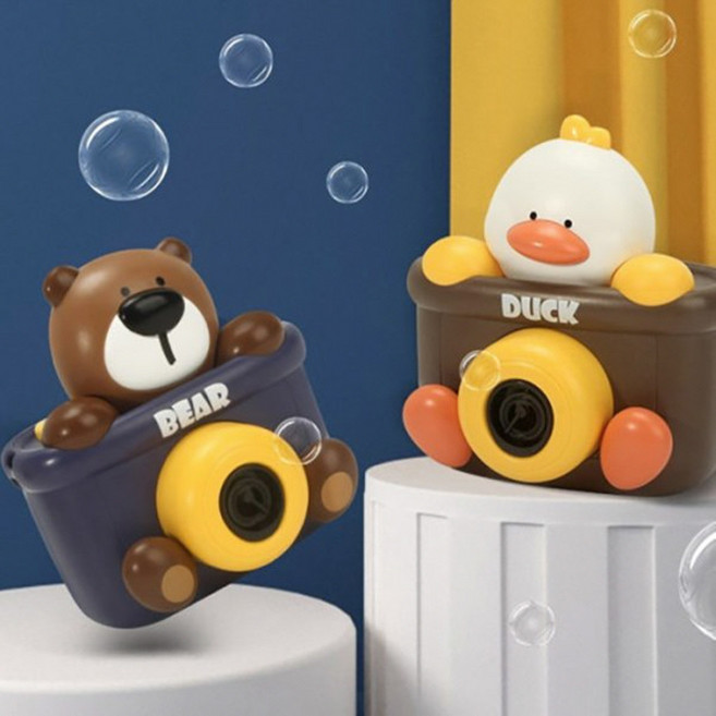 카메라 버블건 멜로디 자동 비눗방울 총, 곰, 1개
