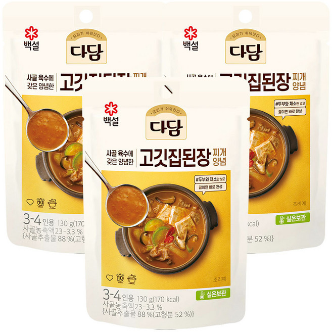 다담 고깃집 된장찌개 양념, 130g, 3개