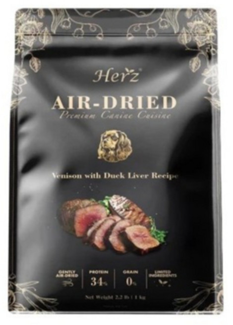 赫緻 Herz 低溫風乾犬糧 嫩鹿佐鴨肝 454g 無穀配方 挑食犬適用, 1個, 低溫風乾糧-嫩鹿佐鴨肝454g+送保健品, 鹿,鴨肝