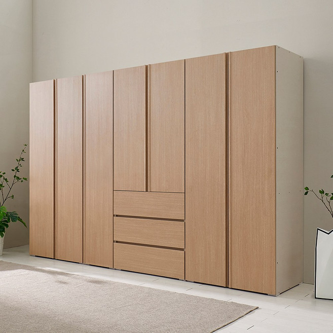 [케이컴퍼니본사] LPM 심플비2800옷장세트DCDD (옷장+3서랍옷장+400도어옷장+이불장), 메이플