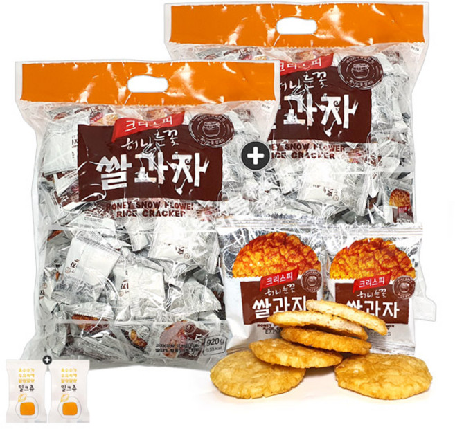 크리스피 허니눈꽃 쌀과자(920g) x 2봉(+밀크츄 2개포함), 920g, 1세트
