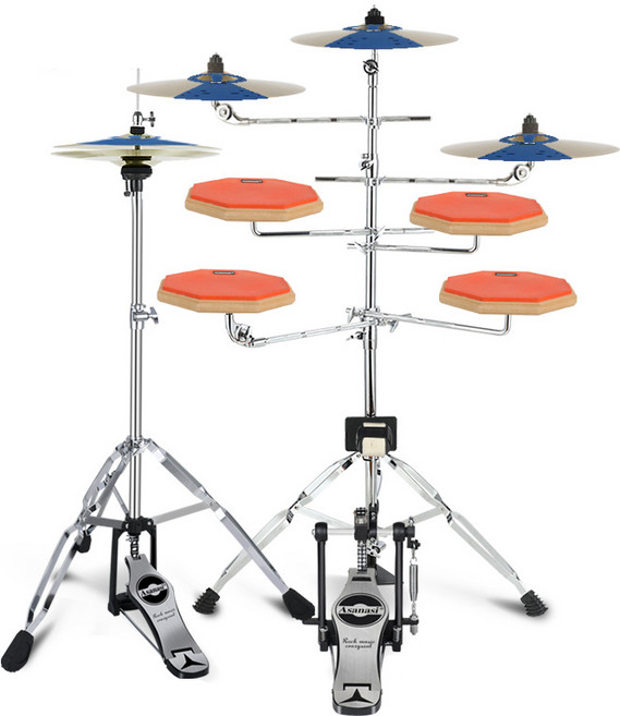 이스턴 코리아 드럼 패드 5기통 심벌 4개 풀세트 연습용 연습패드, 오렌지(Orange) 풀세트, 1개