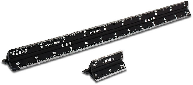 에스비 SB STS-300 삼각 알루미늄 스케일자 제도용자 제도자, 1개