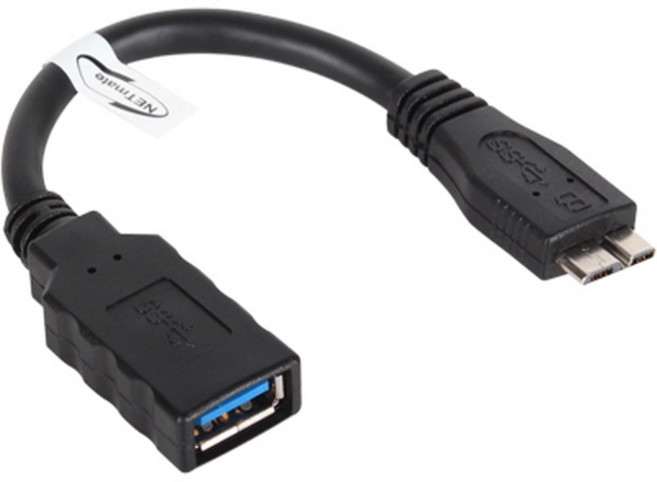 NETmate NM-OTG08 USB3.0 AF-MicroB OTG 케이블 0.15m (블랙), 1개