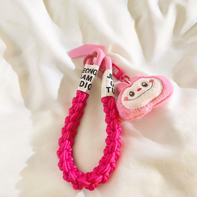 라부부 핸드폰 스트랩 홀더 키링 체인 도난방지 휴대폰줄 열쇠고리 가방고리, 1개, 핫핑크