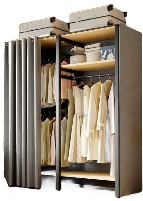 옷장 선반장 시크릿 드레스룸 행거 커튼블라인드 1400A 셋방용 조립, 3. 블랙 B타입 커튼140X45X200(업그