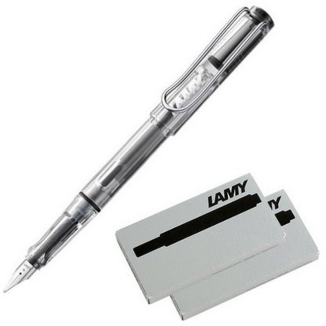 LAMY 비스타 만년필 + 잉크카트리지 2p, F, 투명(만년필)
