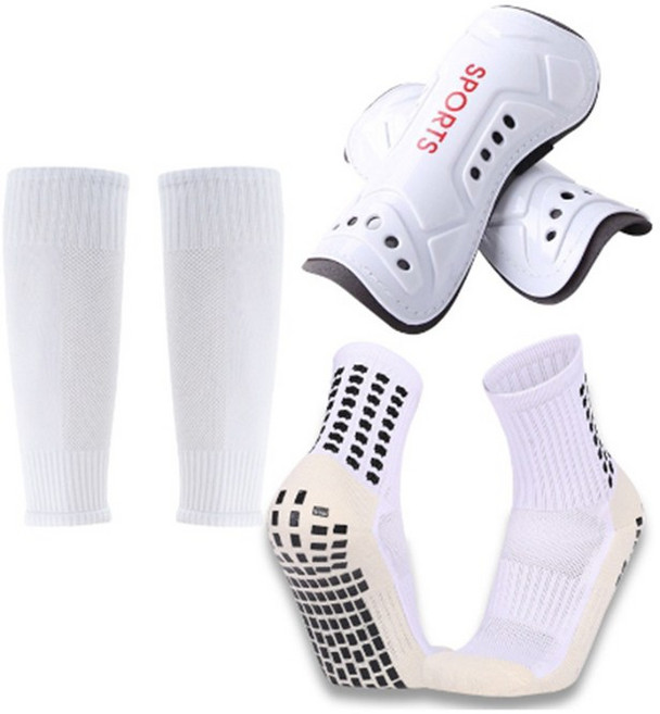 축구양말 풋살 스타킹 논슬립 삭스 스포츠양말 축구용품 3종세트 논슬립양말+튜브형스타킹+신가드 3가지구성, 화이트쓰리피스, 1세트