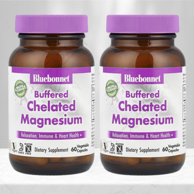 블루보넷 버퍼드 킬레이티드 마그네슘 200mg 60식물성캡슐 NON GMO 자연성분, 60정, 2개