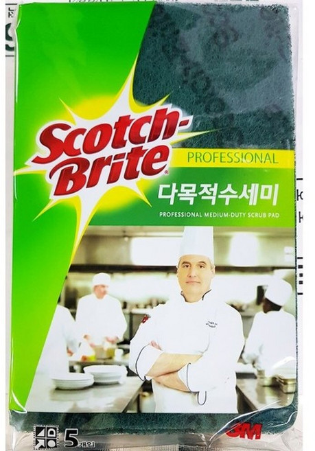 96다목적수세미(스카치 대 5P )/수세미/욕실/청소/양면/싱크대/설거지/버블/세제/화장실/물때/텀블러/강력, 5개