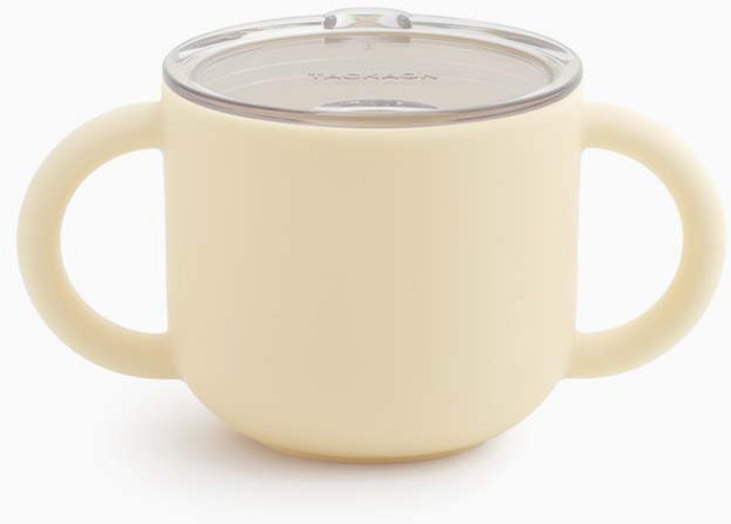 탁가온 1.2.3 실리콘 트레이닝컵(컵+뚜껑), 200ml, 1개, 옐로우