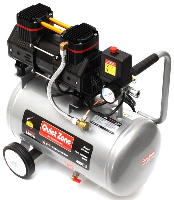 콰이어트존 4마력급 무오일 스틸 콤프레샤 400CU, 1개