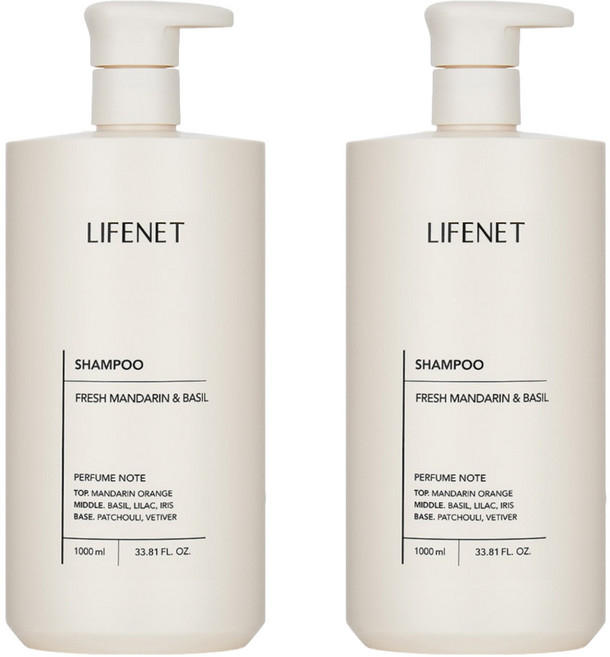 LIFENET 洗髮精 Fresh Mandarin+Basil, 1L, 2瓶