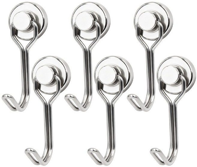 Jianwen회전식 강력자석후크, 6개, 16mmSilvery