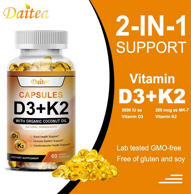 비타민 K2와 D3 보충제로 치아와 뼈에 좋고 심장건강에 도움을 줍니다, 1병, 60정, 1개 - 쿠팡