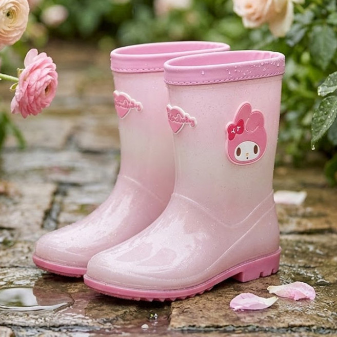 마이멜로디 글리터 펄 여아 장화 핑크색 그라데이션 키즈 레인부츠 초등