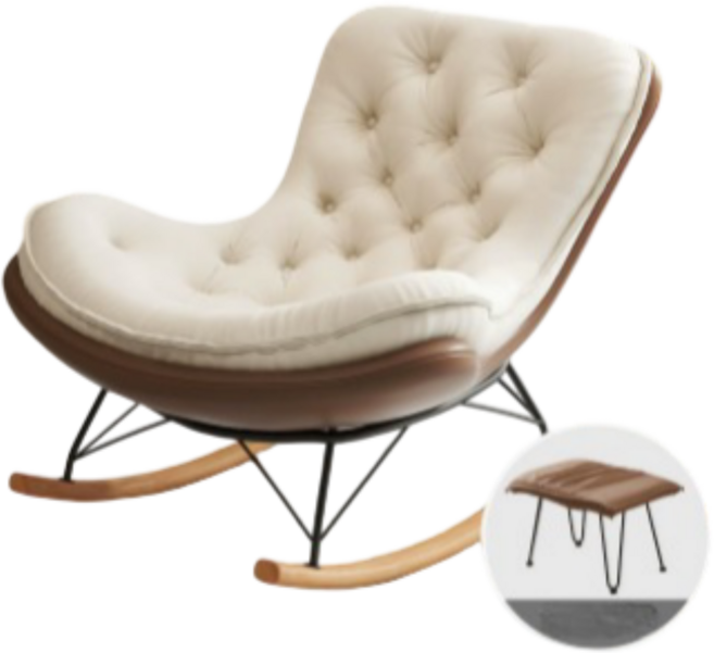 스윙쉐이드 편안한 고급 라텍스 프리미엄 흔들의자 릴렉스체어 1인용쇼파 스윙체어 수유 독서 안락의자 거실 카페, 1개, 2. 아이보리+브라운 (풋스툴 포함)