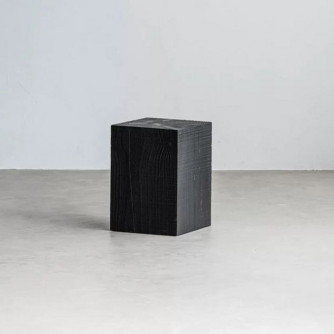 블랙 탄화 원목 통나무 단단한 식탁 스툴체어 인테리어, 1개, 스타일 K 30 x 30x45