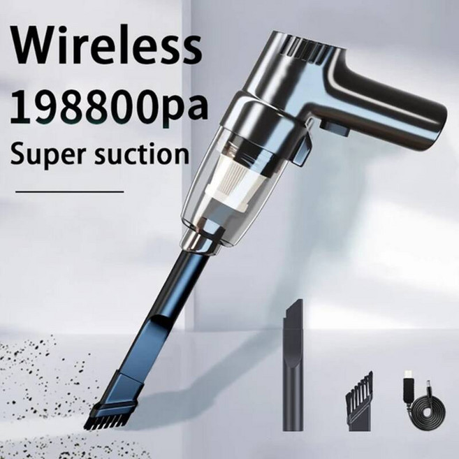 차량용 휴대용 무선 진공 청소기 290000PA 차량 충전식 핸드 헬드 자동차 유선 먼지 캐쳐 사이클론 흡입, USB Charging
