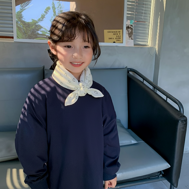 미즈코스 스마일 사각 쁘띠 스카프 목수건 캐주얼 코튼 키즈 어린이 손수건