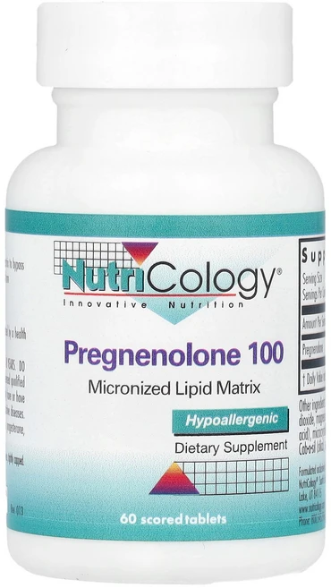 Nutricology Pregnenolone 100 100 mg 60 Scored Tablets, Nutricology, Pregnenolone 100,, 1개, 60정 - 쿠팡