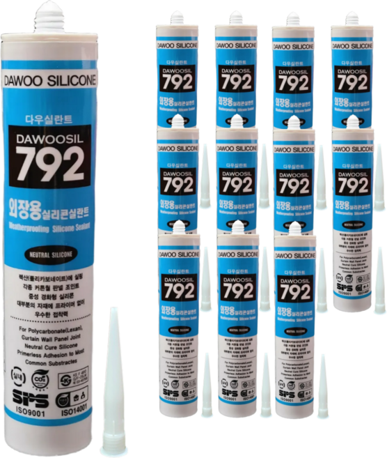 퀵마켓 렉산용 외장용 실리콘 다우실 792 회색, 12개