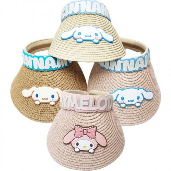 시나모롤 차단 빅 모자 자외선 글리터 밀짚 썬캡 gns+7746WS