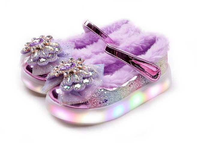 풋풋 레인핑 LED 털구두 털단화 라이팅털구두 여아털구두 아동털신발 겨울구두 공주구두 방한구두