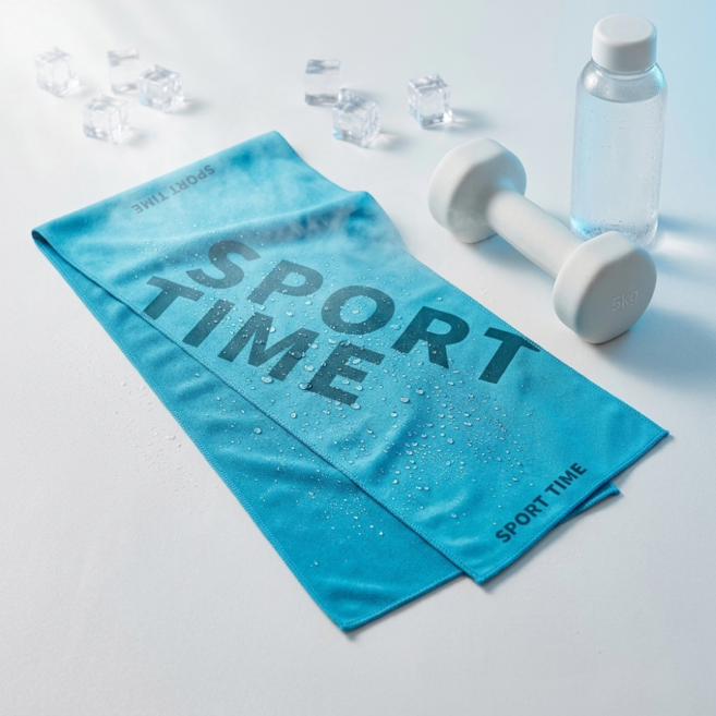 [런런피티] 스포츠 쿨타올 땀흡수 냉감 수건 세트, 3개, 블루