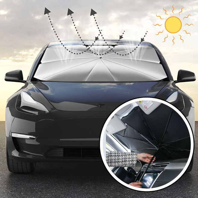 트렌티크 자동차 햇빛가리개 차량용 썬스크린 앞유리 운전석 조수석 선블라인드, 1개, 블랙