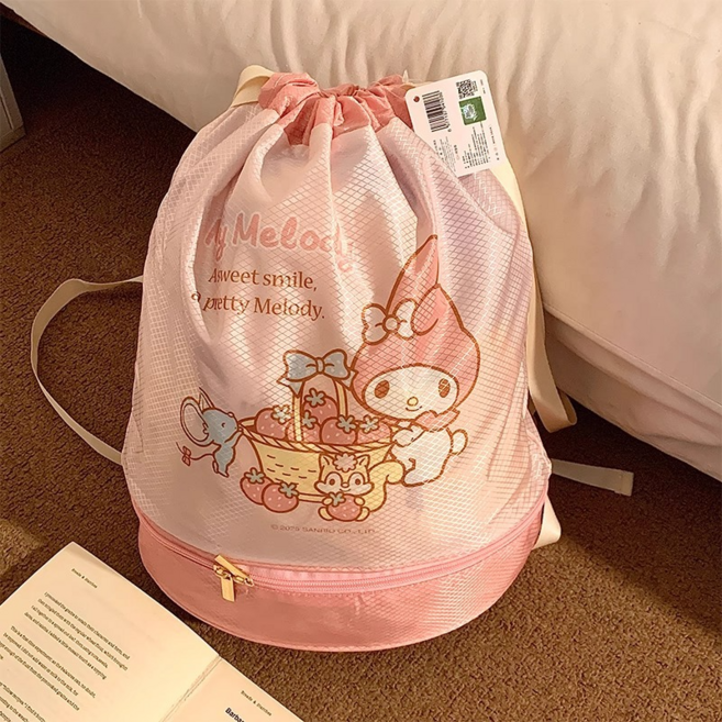 Sorpci 산리오 물놀이 가방 건습 분리 방수 스포츠 대용량 세면백, 36*28*15cm