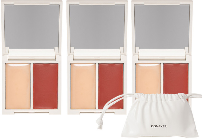 컴피어 듀얼 포켓 립 앤 치크 밤, 새틴&베이크드 레드, 3개