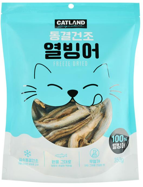 캣랜드 시그니처 반려동물 동결건조 트릿 간식, 1개, 350g, 열빙어
