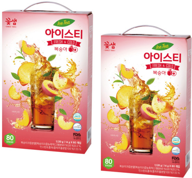 꽃샘 아이스티 복숭아, 14g, 2개, 80개입