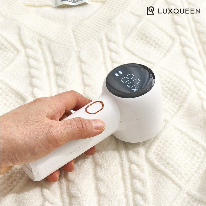 렉스퀸 린토 보풀제거기 대용량 충전식 LED, 화이트, LQX-L100W