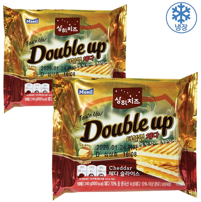 상하치즈 더블업 체다 슬라이스, 240g, 2개