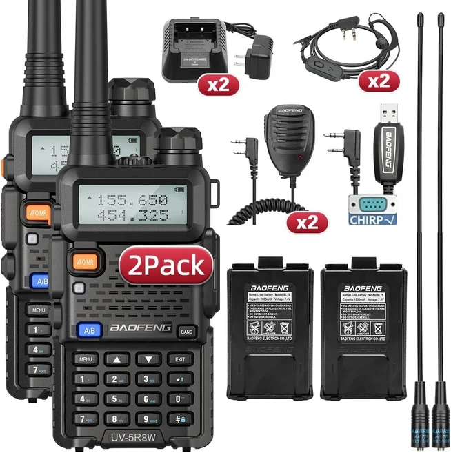 2개 세트 바오펑 UV-5R 8W 트라이파워 무전기 고출력 듀얼 밴드 장거리 128채널 휴대용 핸드헬드 햄, 02 2X 8W-H-771-MIC-C, 05 BRITISH