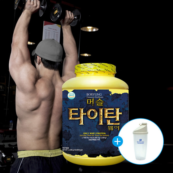 [특허인증] 보령헤비매스 머슬타이탄 웨이 2.5kg 헬스보충제-쉐이커 증정 운동수행능력증강효과 겨우살이 단백질보충제 프로틴쉐이크 아미노산, 1개