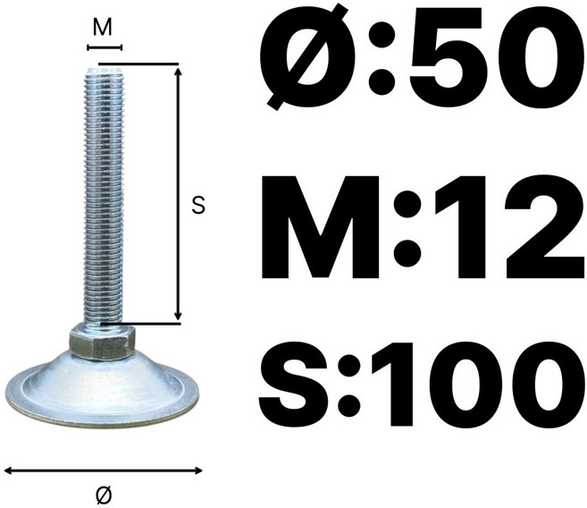 일반 조절발 BL 36 50파이 철 아연도금 받침다리 조절좌, 1개