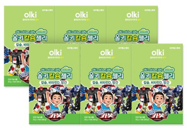 올키X헬로카봇 칼슘젤리 샤인머스캣맛 6박스(90일분) /비타민D/망간, 300g, 6박스