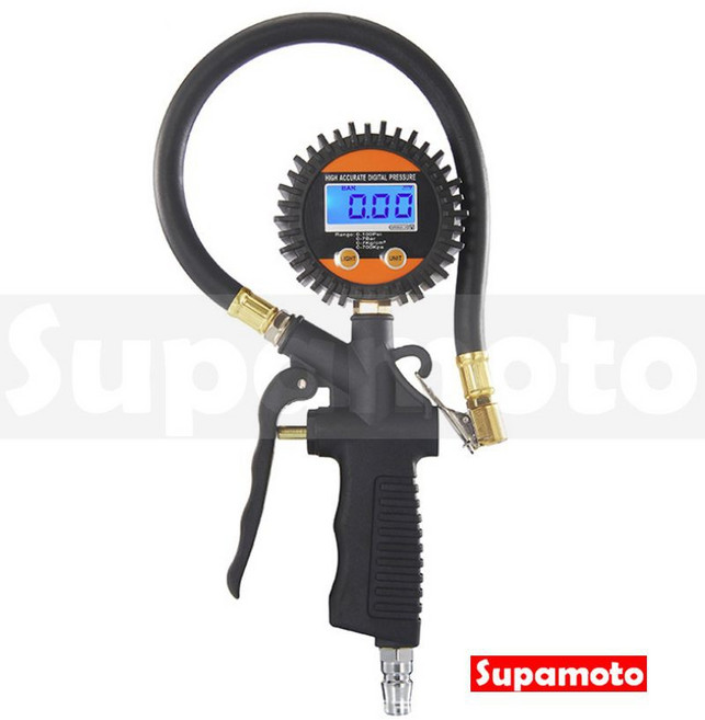 Supamoto 數位顯示胎壓槍 充氣 放氣 LED, 1個, 1組, 黑色