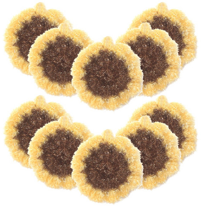 집앤 도톰 아크릴 주방 수세미 해바라기, 1세트, 10개